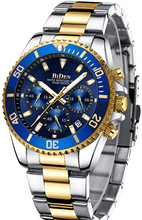 Load image into Gallery viewer, Mens Watches Chronograph Stainless Steel Waterproof Date Analog Quartz Fashion Business Wrist Watches for Men